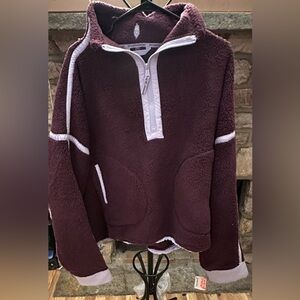 (NWT) FP Movement Sherpa Half Zip Pullover XL Black Cherry
